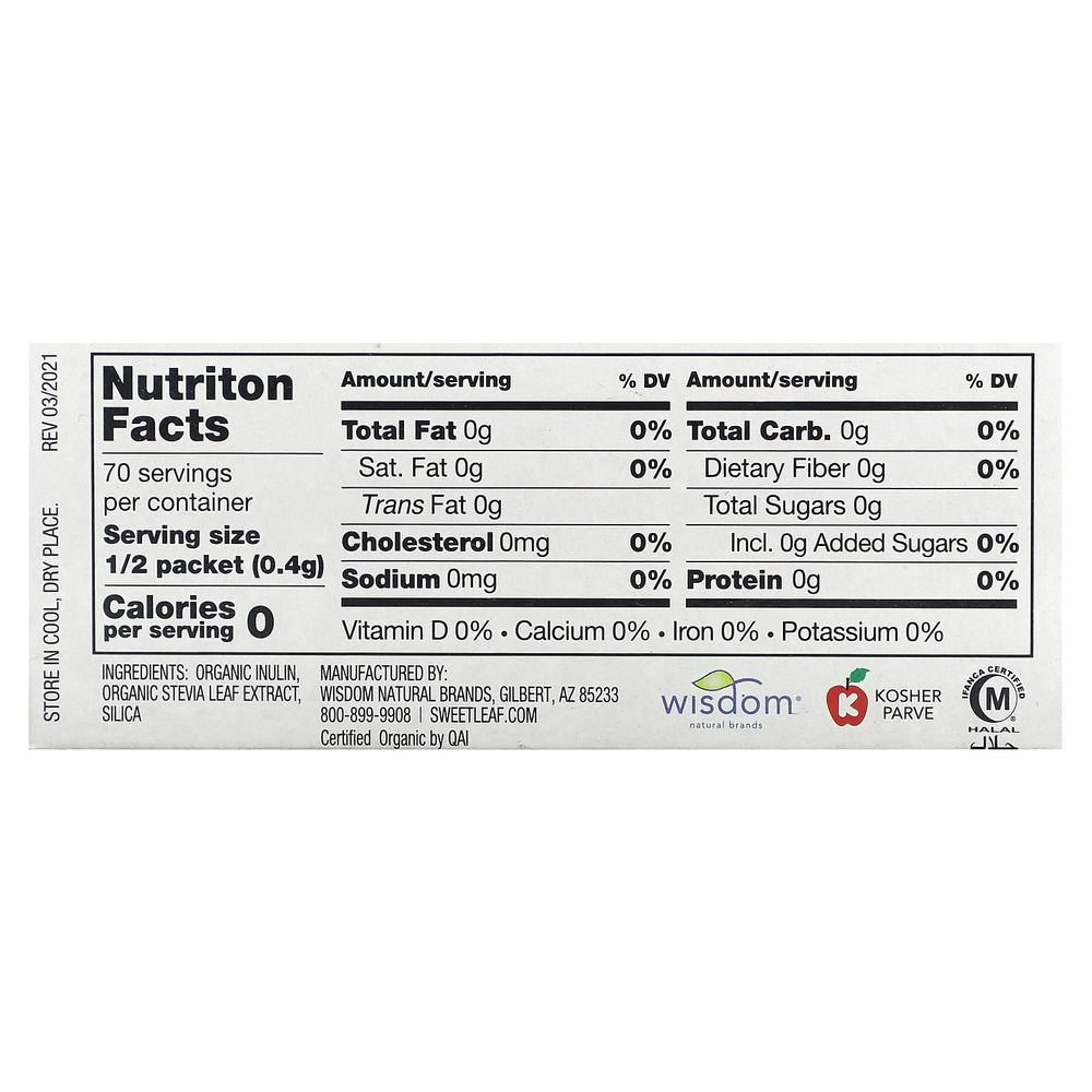 SweetLeaf Stevia, Органический подсластитель на основе стевии, 35 пакетиков, 28,3 г (1 унция)