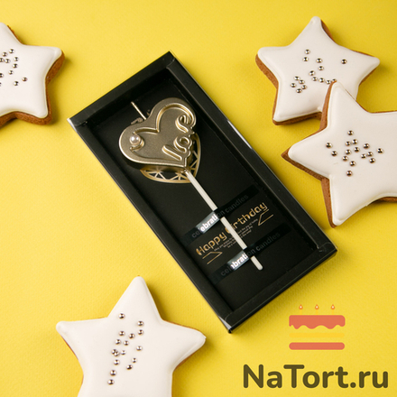 Свеча для торта «Сердце», 8 см