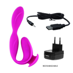 Перезаряжаемый вибромассажер с клиторальной стимуляцией - 21 см. (Цвет: фиолетовый)