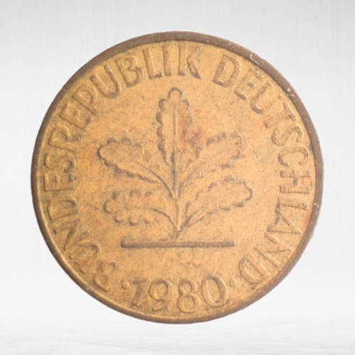 Germany, 10 Pfennigs, 1980, (Stuttgart Mint - "F"), VF