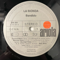 Винтажная виниловая пластинка LP La Bionda Bandido (Германия 1979)