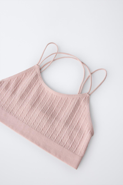 ZARA НАБОР ИЗ ДВУХ БЕСШОВНЫХ ТОПОВ С РЕЛЬЕФНЫМ УЗОРОМ, РАЗНОЦВЕТНЫЙ