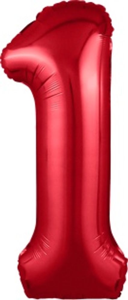 Agura Шар 40" / 102 см "Цифра 1" Металлик Red красный (БГ-60)