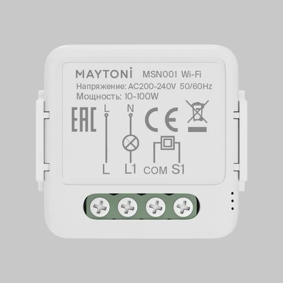 Wi-Fi выключатель одноканальный (без нуля) 100Вт Lighting control msn001