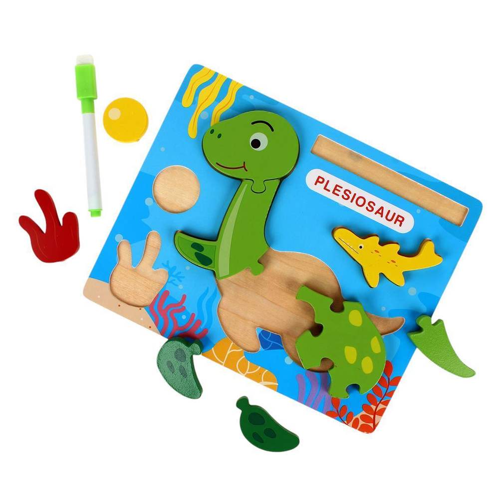 Развивающая игрушка деревянная Пазл с доской и маркером, C-41872