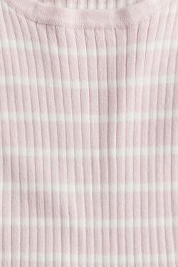 H&M Топ на бретелях в рубчик, светло-розовый