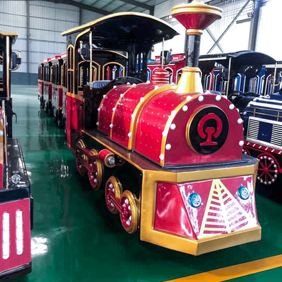 Безрельсовый паровозик «Легенда», 4 вагона, 16 мест — для ТРЦ, с электродвигателем