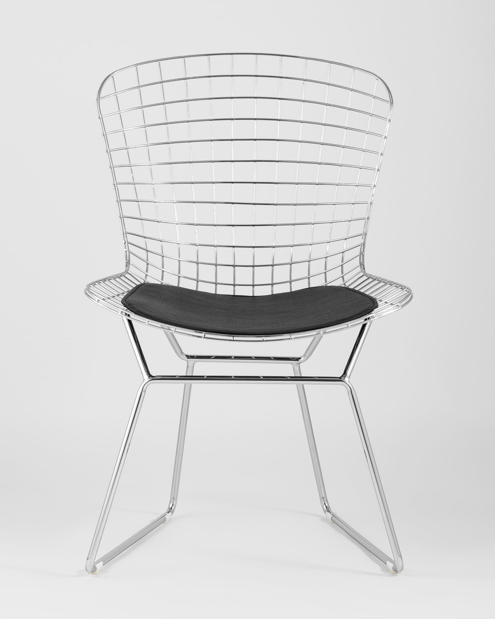Стул обеденный Bertoia хромированный с черной подушкой 4 шт