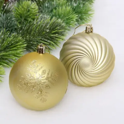 Новогодние шары «Изящные узоры» 8 см (набор 9 шт), Золото