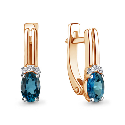 942921к Серьги из Золота с бриллиантами, топазами лондон блю из коллекции "Breeze"