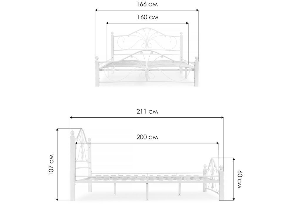 Двуспальная кровать Мэри 1 160х200 белая
