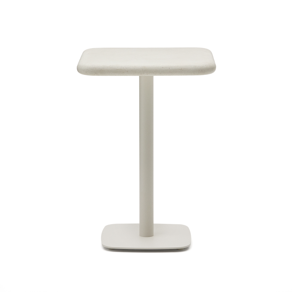 Уличный стол Dina высокий белый из цемента и стали со столешницей 70х70 см