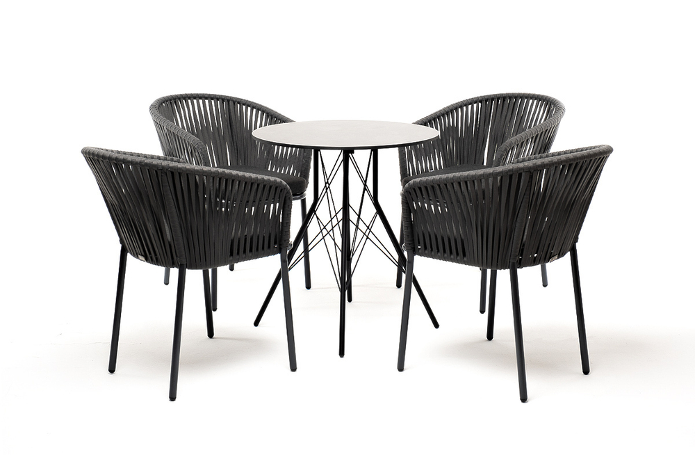 "Конте" обеденная группа на 4 персоны, круглый стол, цвет "серый гранит"