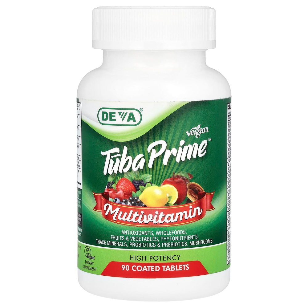 Deva, Vegan Tuba Prime®, мультивитамины, высокая эффективность, 90 таблеток, покрытых оболочкой