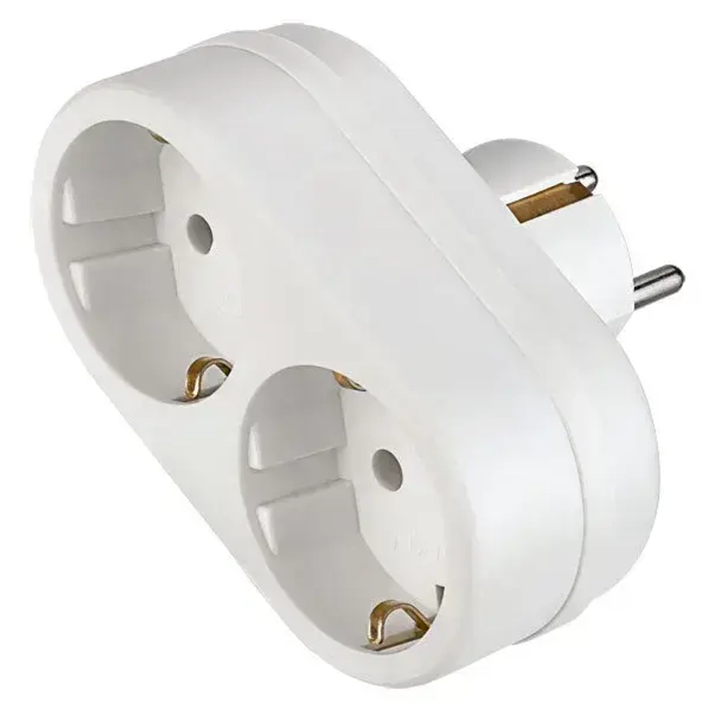 Perfeo сетевой разветвитель "RU POWER'' 2 гнезда, 16А, с заземлением, белый (2Т2)