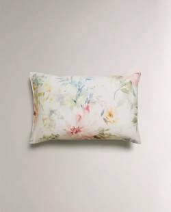 ZARA HOME НАВОЛОЧКА ИЗ САТИНА С ЦВЕТОЧНЫМ ПРИНТОМ, ЭКРЮ