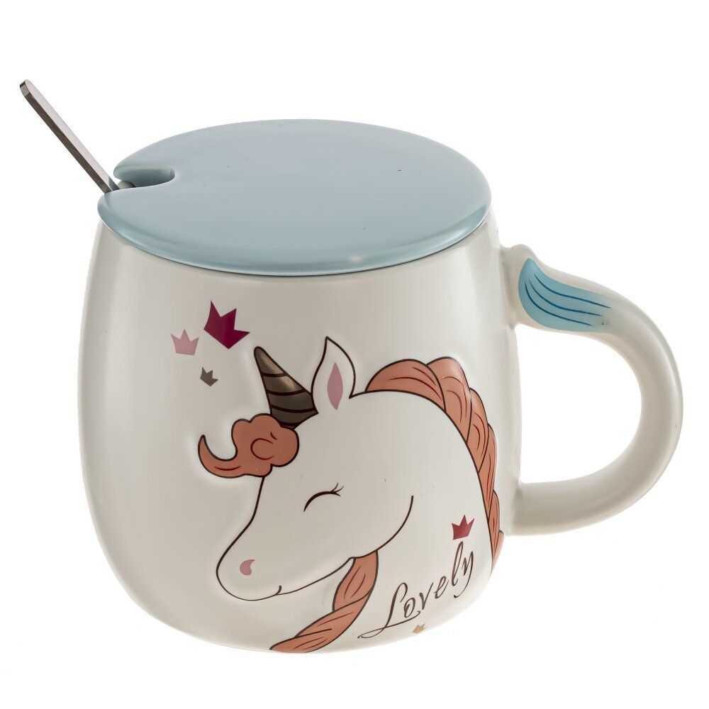 GAEM Кружка с крышкой и ложкой, 430 мл, L8,5 W8,5 H9 см, 4в.