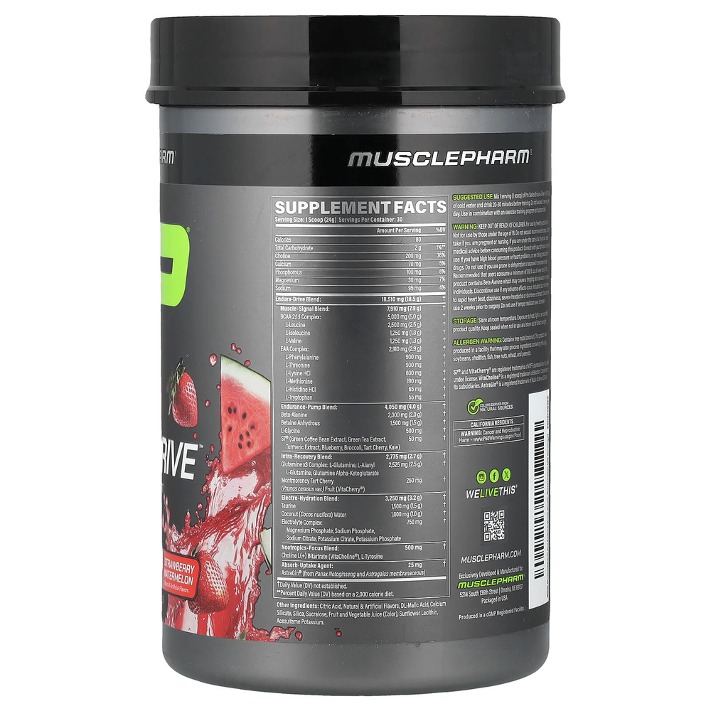 MusclePharm, Pro Series, Endura-Drive™, со вкусом клубники и арбуза, 720 г (1,6 фунта)