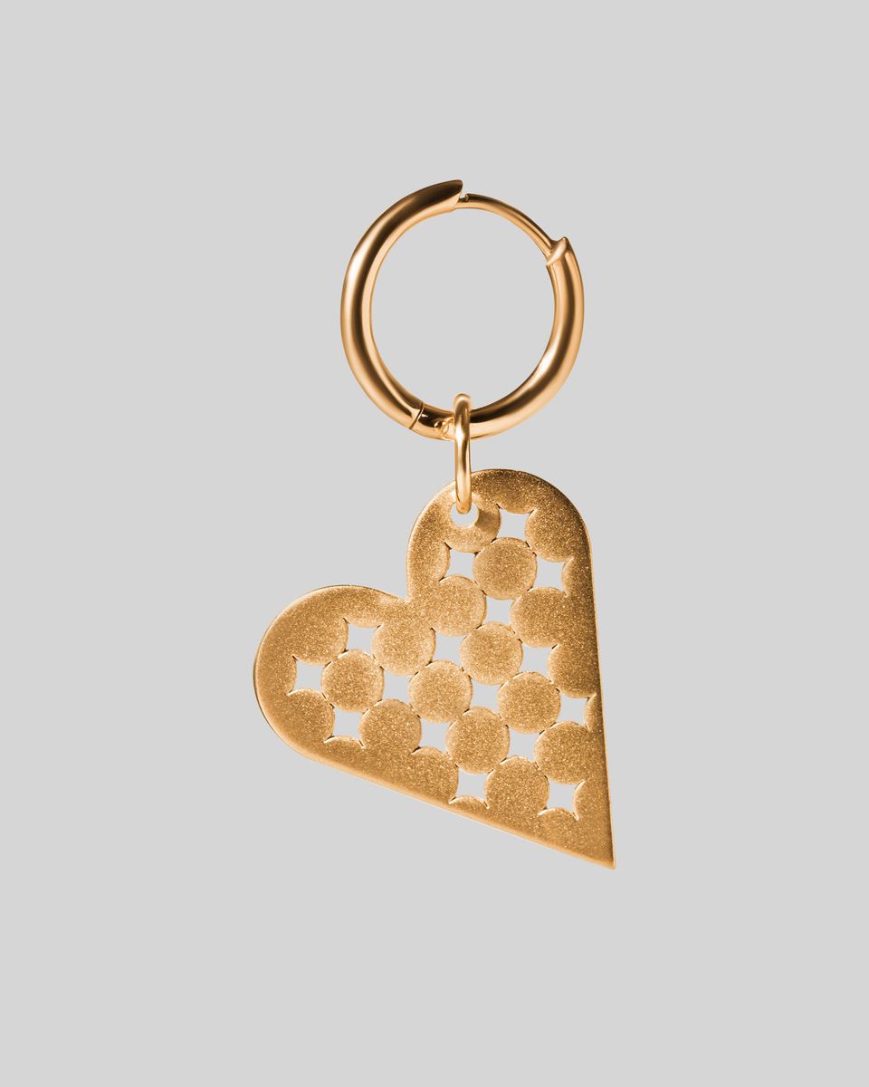 Моносерьга Pitted Heart Golden