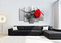 Модульная картина "Красное на черно-белом"