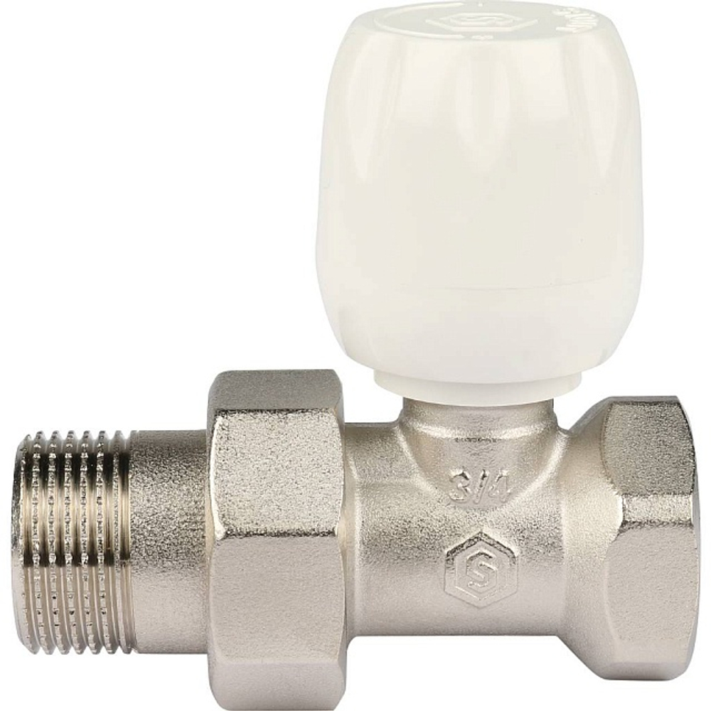 Вентиль ручной регулировки прямой STOUT - 3/4" (ВР/НР-американка, PN10, Tmax 120°C, с неподъемным шпинделем)