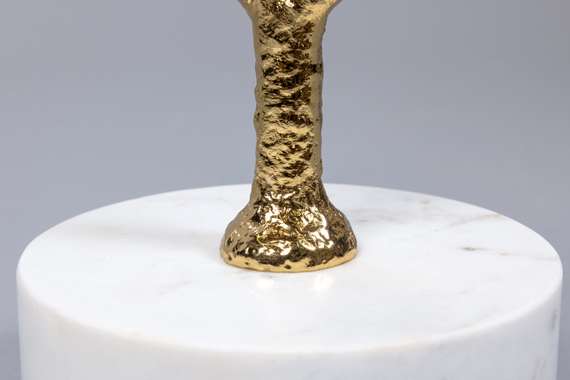 Кофейный столик Oval, Ø38х61 см, белый мрамор, золотая ножка