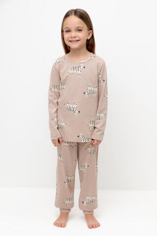 пижама  для девочки  К 1561/бежевый,большие зебры