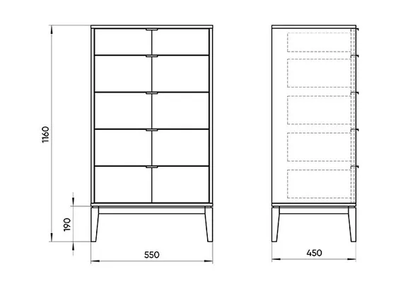 Комод Fjord 5 ящиков (белый)