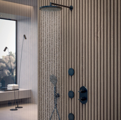 Bossini Apice душ верхний Ø280 мм, настенный кронштейн 400 мм, цвет чёрный матовый