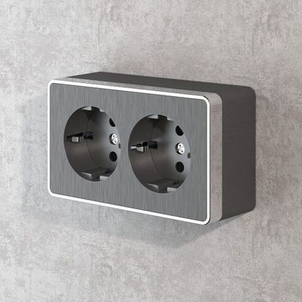 Розетка двойная с заземлением Gallant (графит рифленый)