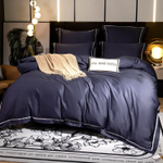 Комплект постельного белья Однотонный Сатин Премиум широкий кант на резинке OCPKR023