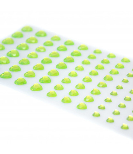 Стразы самоклеющиеся сердечки разного размера 78 шт салатовые