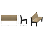 Скамья парковая PO-1516, 1516*649*876 мм.