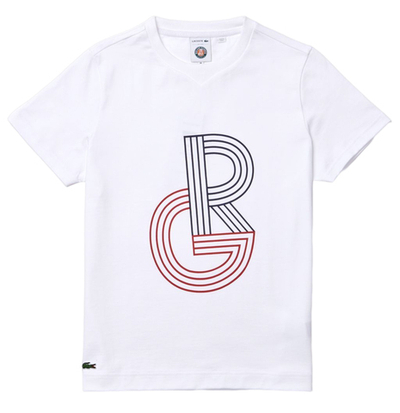 Женская теннисная футболка Lacoste SPORT Graphic Roland Garros - white/blue marine