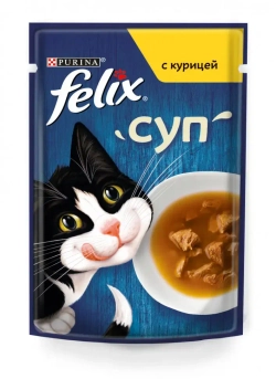 Felix суп влажный корм для взрослых кошек, с курицей пауч 48 г