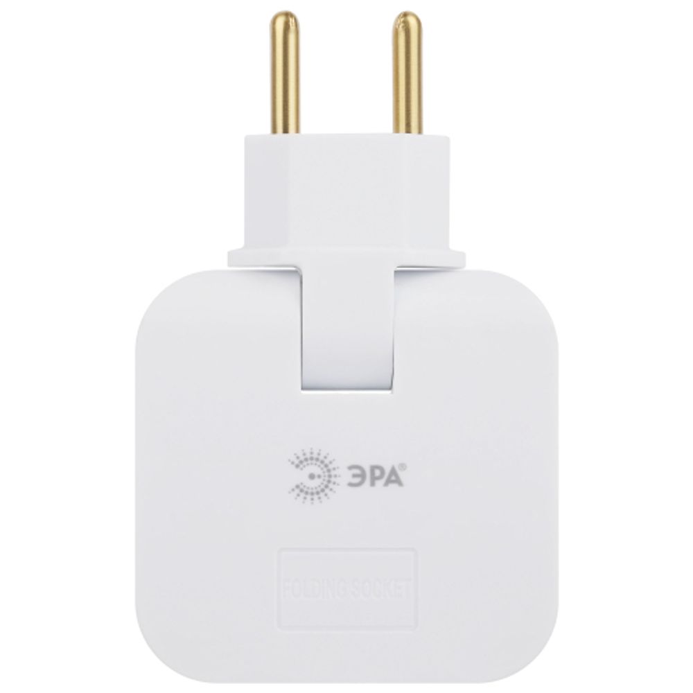 Разветвитель электрический ЭРА SPF-2-FL-USB поворотный на 2 розетки + 2USB 10А белый | Тройники