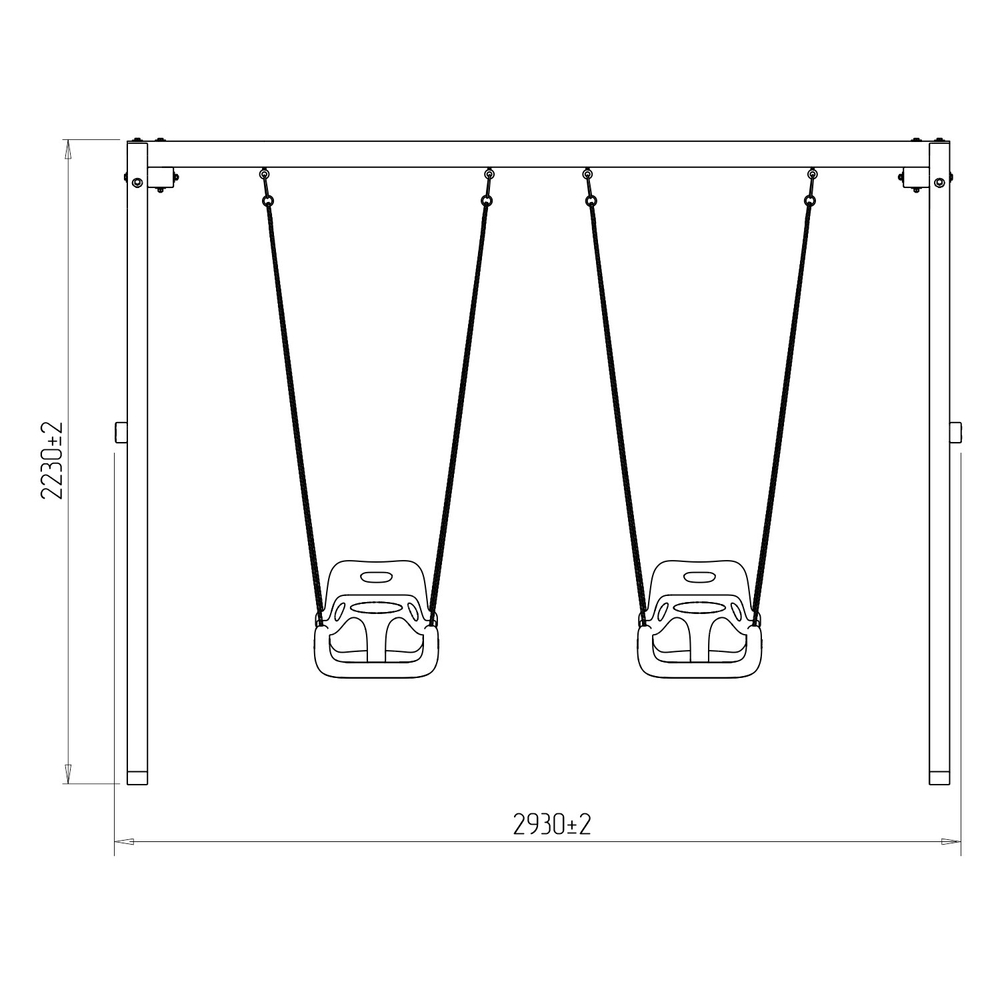 Деревянные качели с 2-мя качелями со спинкой