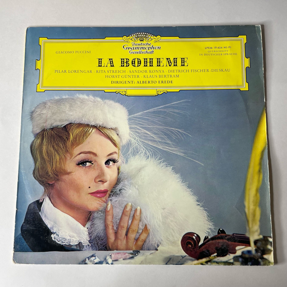 Винтажная виниловая пластинка LP G. Puccini, Pilar Lorengar, Rita Streich, S ndor Konya, Dietrich Fischer Dieskau La Boheme Опера Богема Пуччини (Германия 1962)