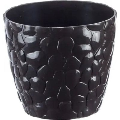 Кашпо КАМНИ D260мм 8л коричневый ротанг (комплект 12 шт)