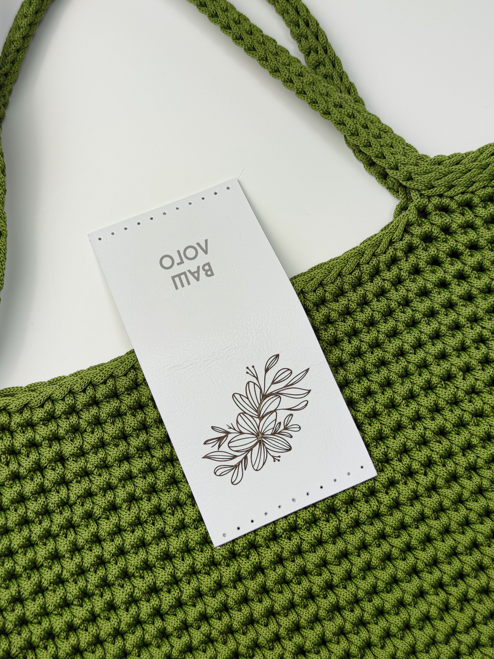 Бирка кожаная большая со сгибом "Цветы"