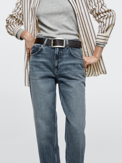 Massimo Dutti Джинсы свободного кроя с высокой талией, средне-синий