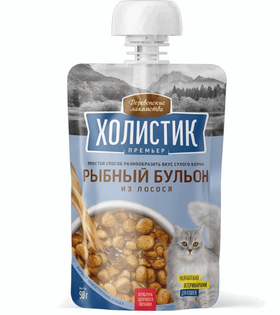 Деревенские лакомства Холистик Премьер рыбный бульон для кошек, лосось, 90гр.