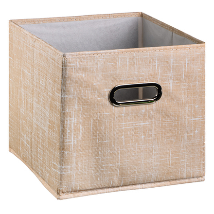 VETTA ЛЁН Короб стеллажный с вырубной ручкой, 25х25х25см, полиэстер, бежевый (Шт)