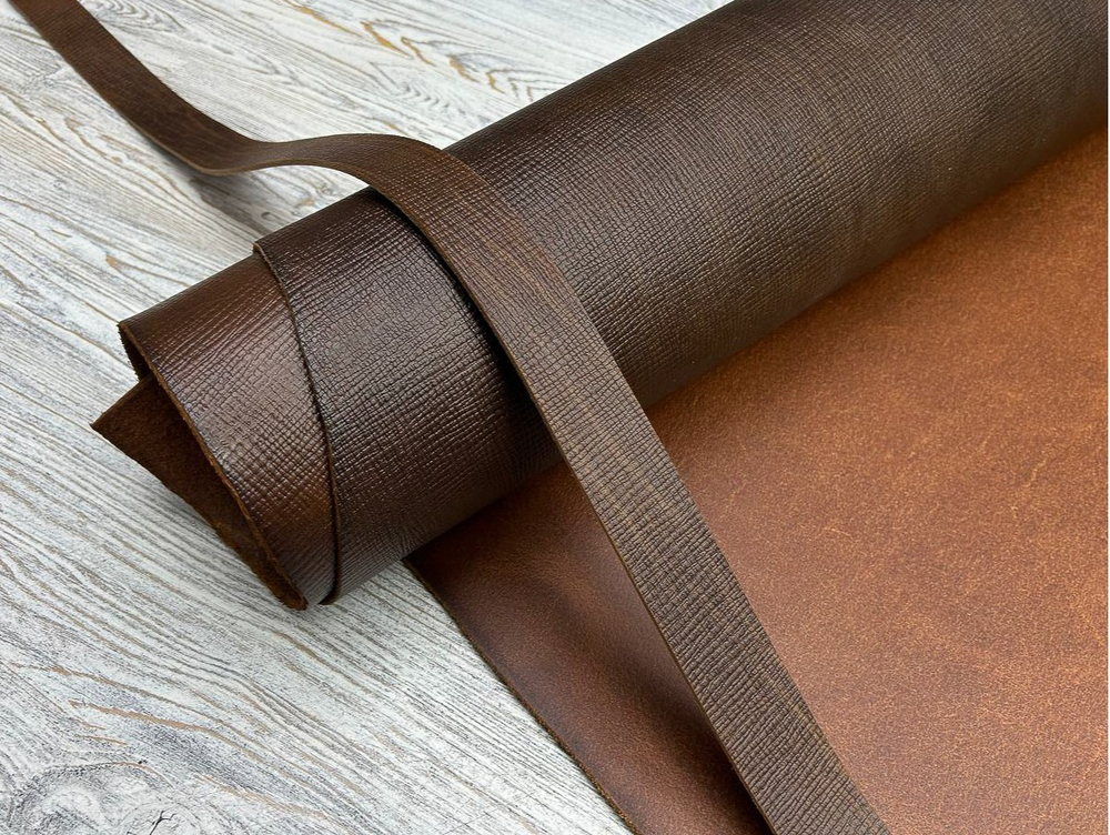 Сафьяно цв. Оливковый / Saffiano Oliva Brown, толщ. 3,0+ мм, ременная кожа