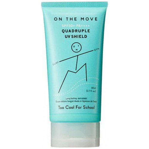 Too Cool For School Стойкий солнцезащитный крем On The Move Quadruple UV Shield SPF50+ PA++++ 80 гр (27520)