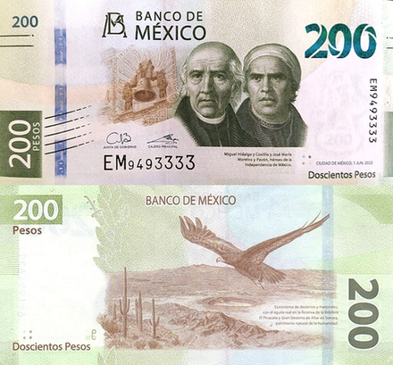 Мексика 200 песо 2018-2022 Биосфера Эль-Пинакате UNC
