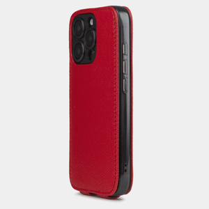 Чехол iPhone 16 Pro Max натуральная кожа сафьяно, красного цвета