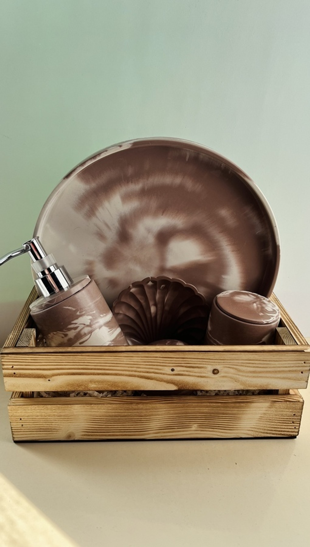 Набор «Коричневый мрамор» в деревянном ящике