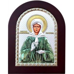 Матрона Московская Святая блаженная. Икона в серебряном окладе