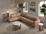 Диван модульный 5-ти местный 6281 с левым шезлонгом из светло-коричневой кожи